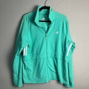 Adidas Clima365 Aqua W/ White Stripes Track Jacket Full Zip‎ Athleisure Size XL